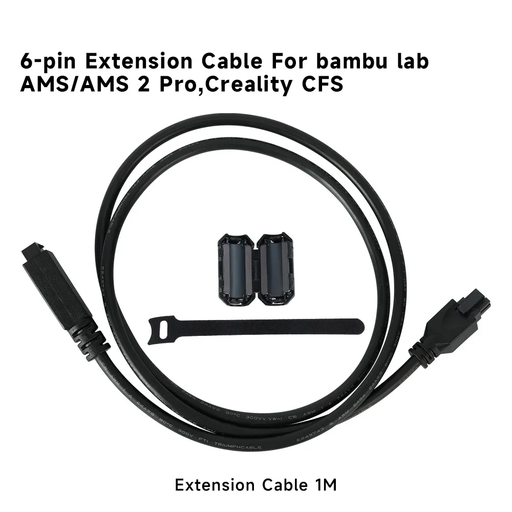 ل Bambu Lab H2D X1 P1 Series/Kobra S1/Creality CFS طابعة ثلاثية الأبعاد 6pin تمديد كابل AMS HUB Connection1.5 متر ترقية أجزاء