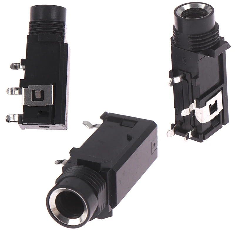 3pcs/lot 4pin Audio Adapter, 6.35mm Stereo Female Jack Socket Connector