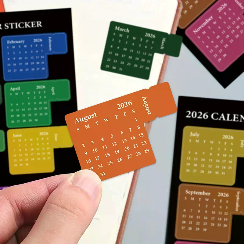 

NEW DIY 2026 Calendar Stickers Multi-functional Colorful Planner Stickers Removable Durable Bookmark Office