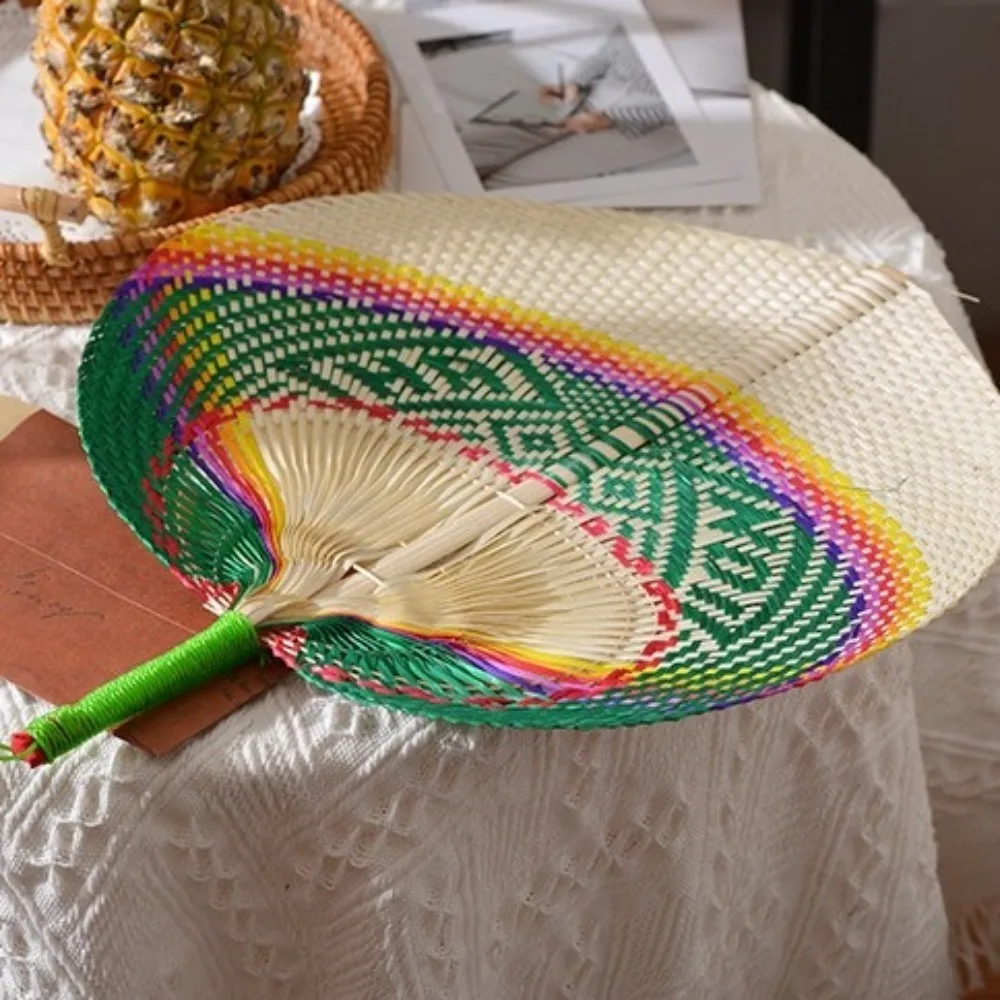 

Photography Props Chinese Style Hand-woven Fan Bamboo Exquisite Palm Leaf Fan Handmade Colorful Bamboo Fan Mosquito Repellent