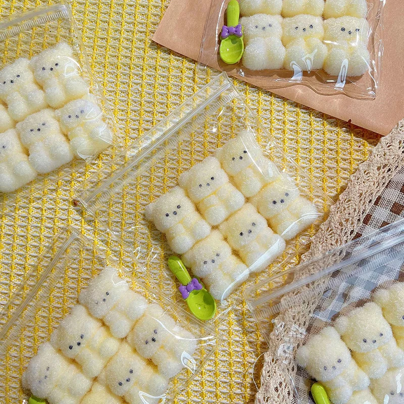 1 Piece Six Consecutive Little Bear Mochi Toys Cute Plush Sensory Silicone Slow Rebound Pinch Decompression Toy