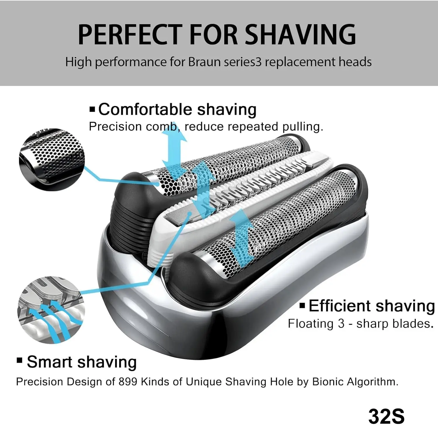 قطع ورقاقة رأس بديلة 32 ثانية ، متوافقة مع سلسلة براون 3 ، ماكينة حلاقة ، من من من من من من نوع Braun ، S ، من من من من من نوع X ، 3050cc ، 3070cc ، s ، 3090cc #6