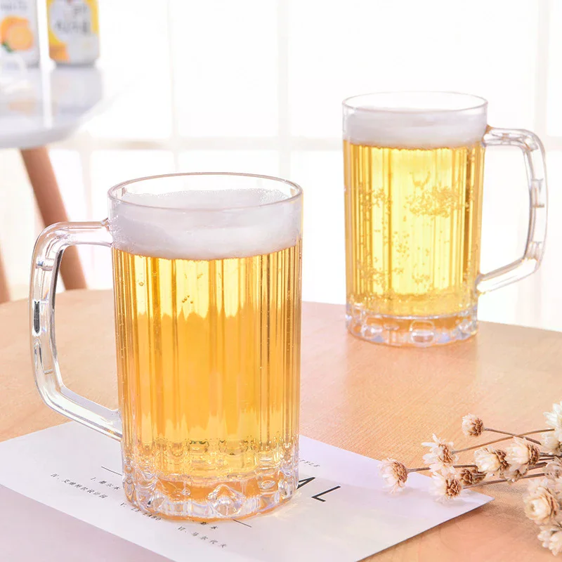 Transparent Beer Mug Plastic Unbreakable Breakfast Milk Coffee Juice Water Cup Barware Drinkware for Home Party Bar KTV 500ML