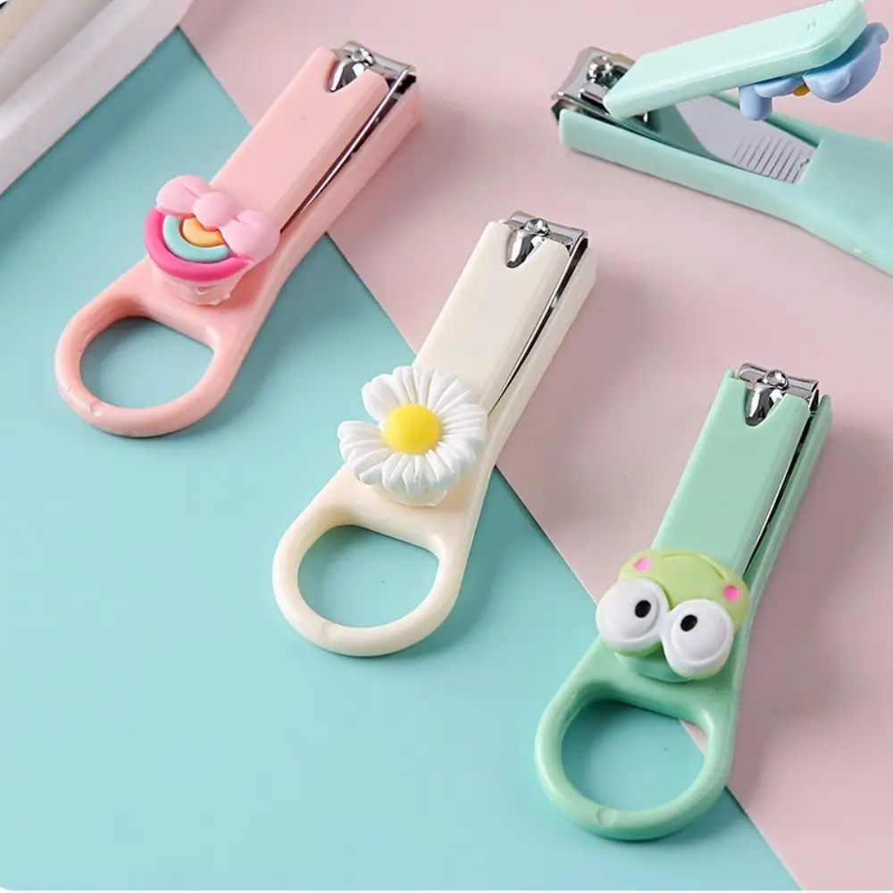 Portable Cartoon Nail Clipper Anti-Splash Stainless Steel Fingernail Nail Scissors Collapsible Ultra-Thin Nail Cutter Women