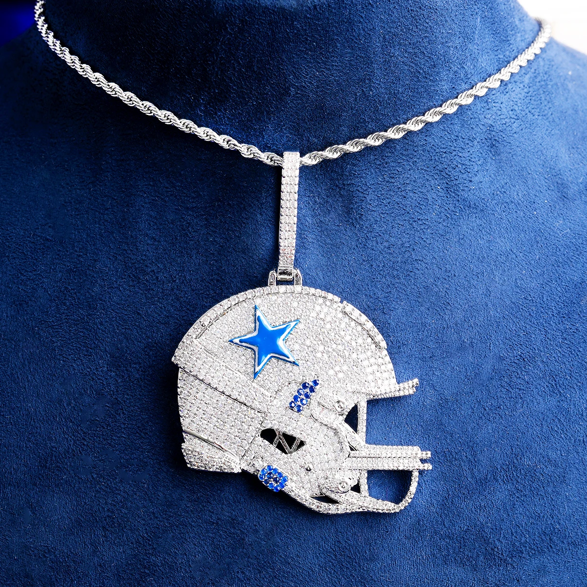 Bubble Letter Iced Out Baseball Hat Necklace Pendant for Men Real Gold Plated Cubic Zirconia Hip Hop Jewelry