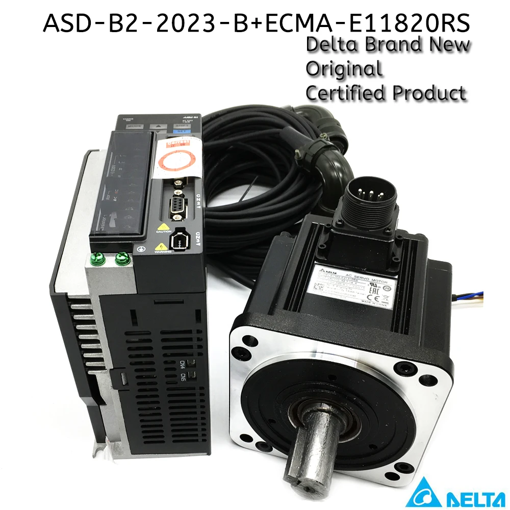 Delta 2KW 2000W AC Servo Motor Driver kit ECMA-E11820RS ECMA-E11820SS ASD-B2-2023-B 3PH 220V 2000rpm 9.55Nm 180mm High Inertia