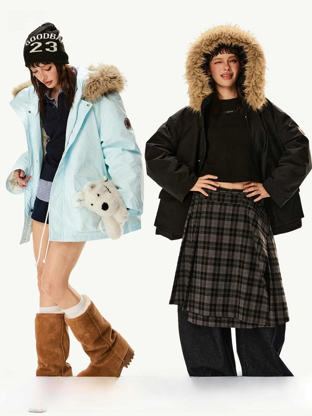 

EZEK Parka down Jaet 90% White Du down Detachable Sweet Large Fur Collar Hooded Winter Thiened Street Sle Women's Coat