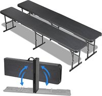 2 Patio Benches Portable Folding Stool, Garden Bench Outdoor Party Camping Bench, Balcony Lang Stool, Camping Travel Stool 180cm
