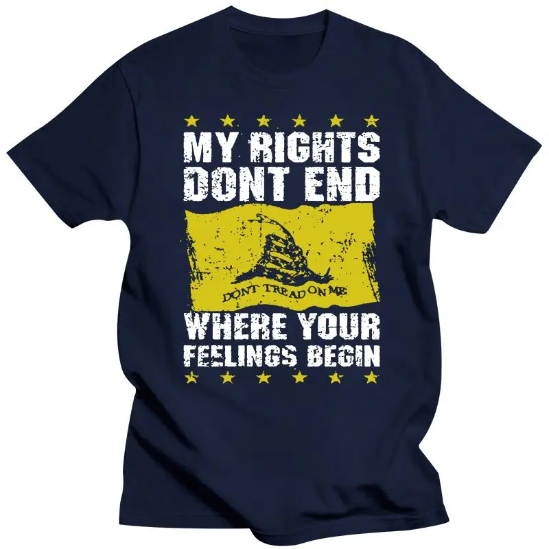 2022 My Rights Dont End - Dont Tread On Me T Shirt 100% Cotton Print Mens Summer O-Neck