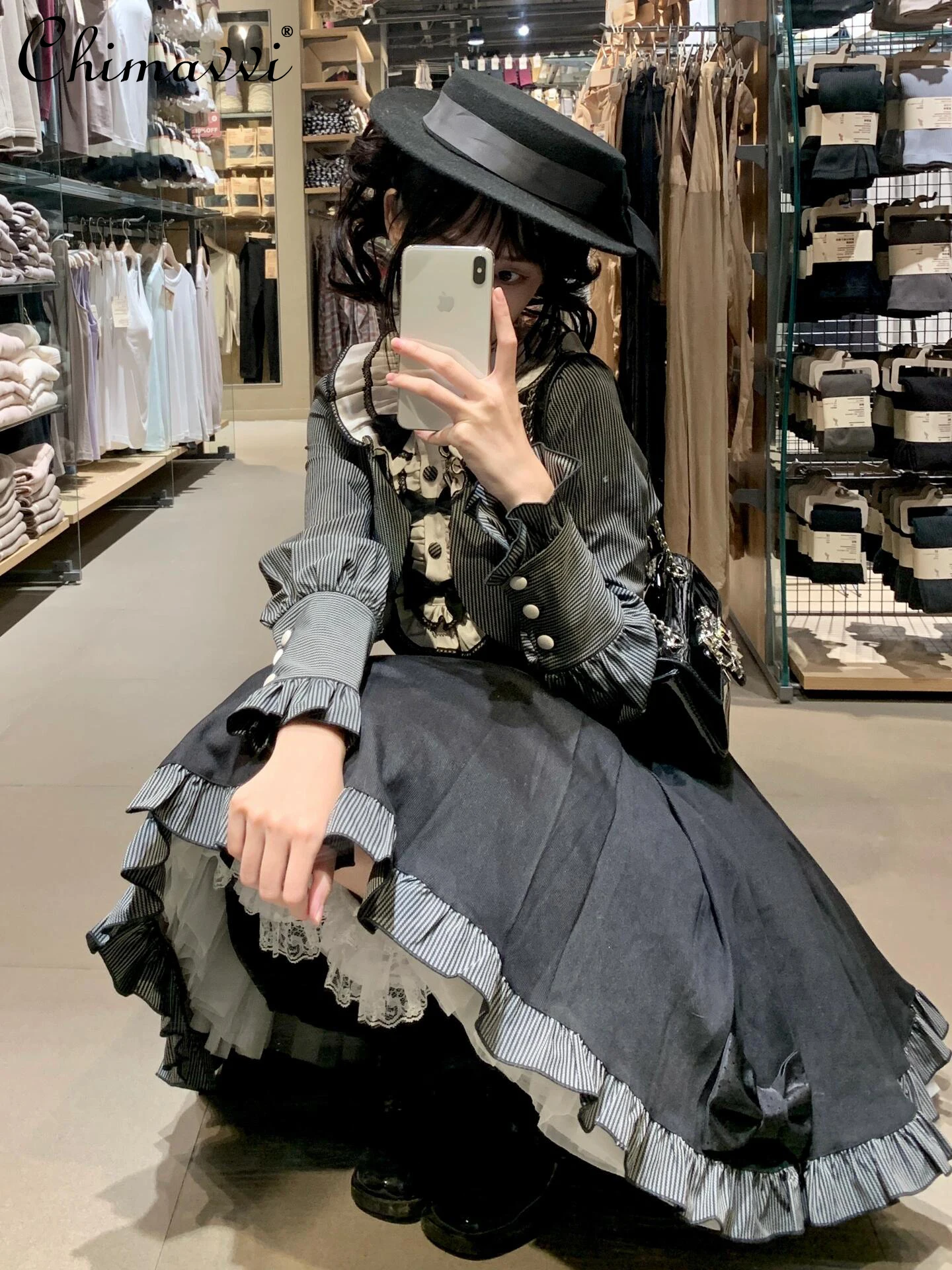 

Sweet Lolita Dress Autumn New Heavy Design Patchwork Lace Bow Cute Girls Women Long Sleeve High Waist Elegant Princess Dress