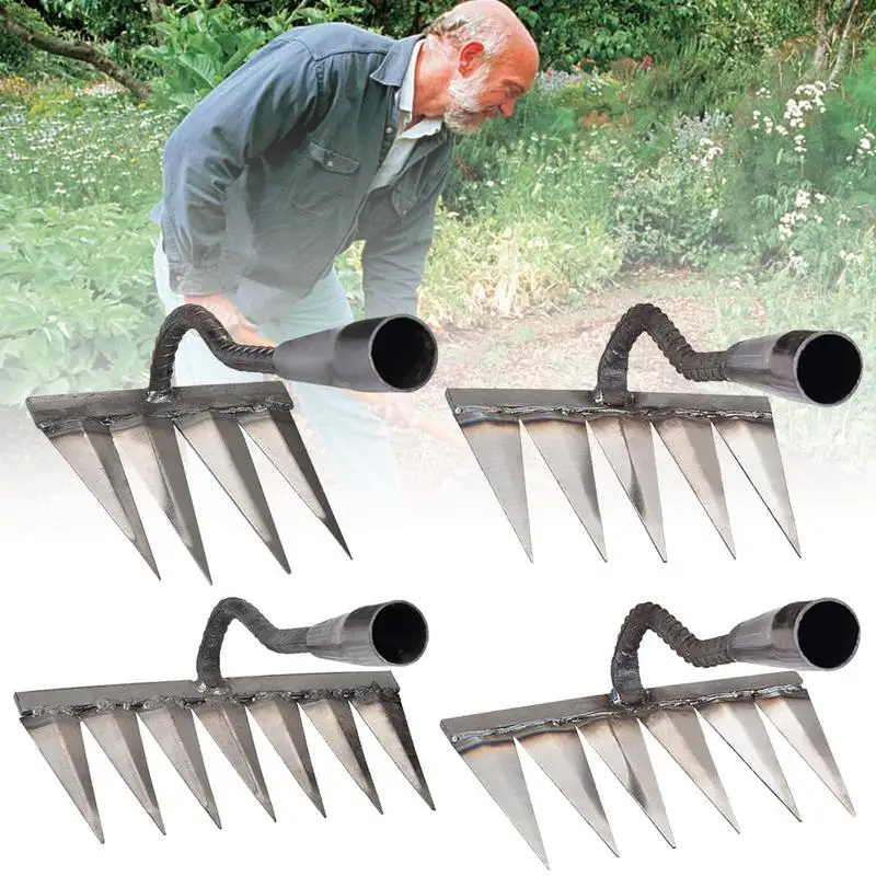 

Gardeners Claw Rake Hand Dethatching Six-Tooth Nail Rake High Carbon Steel Material Weeding Tool for Patio Farm Vegetable Garden