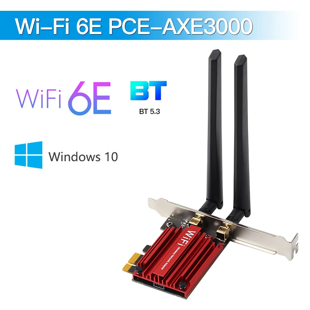 

WiFi 6E AX210 PCIE Wi-Fi адаптер Bluetooth5.3 беспроводная Wi-Fi сетевая карта 802.11ax 2,4/5/6 ГГц 5374 Мбит/с MU-MIMO для Win 10/11