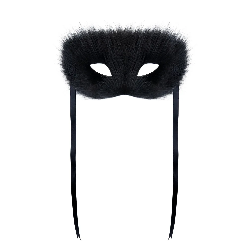 Demi-masque facial en peluche renard pour femmes, Sexy, Cosplay, Animal, chat, fourrure, Halloween, carnaval, déguisement, accessoires de Costume de fête, cadeaux de luxe