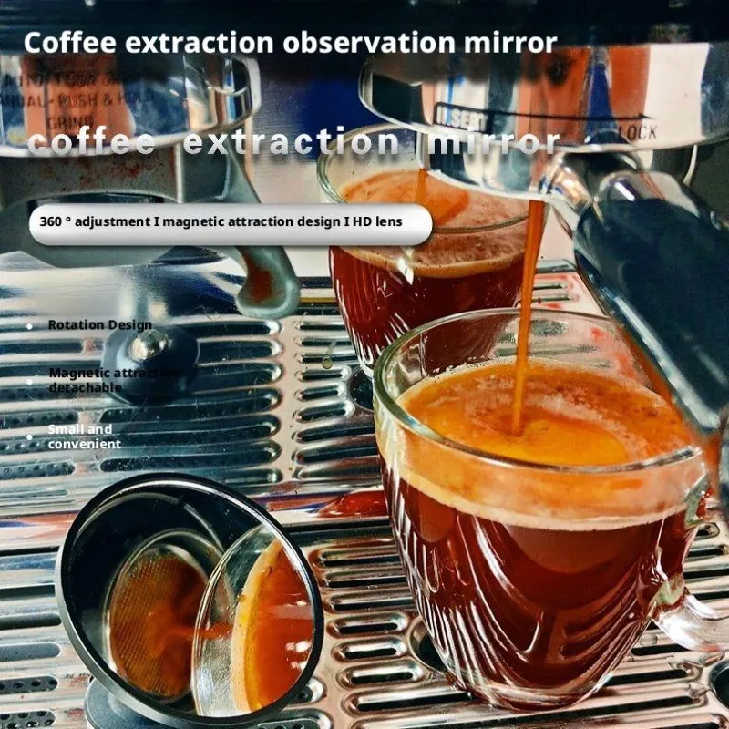 Kaffee-Extraktionsspiegel, magnetischer Espresso-Spielspiegel aus Aluminiumlegierung, 360° °   Einstellbar für bodenlose Siebträger-Barista-Werkzeuge