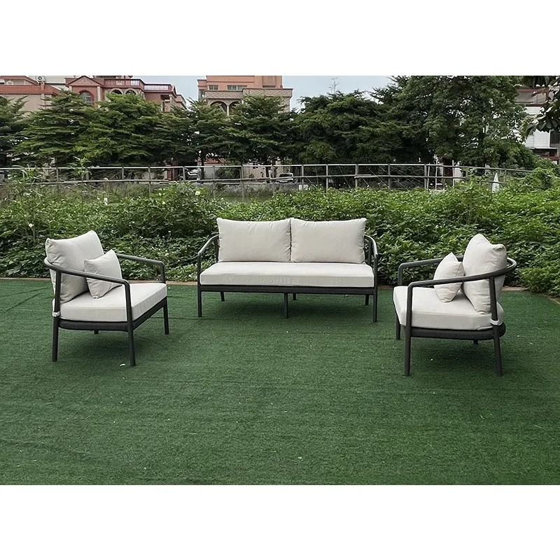 Outdoor sofa solid wood courtyard garden hotel villa outdoor leisure antiseptic teak open-air waterproof and sunscreen furniture