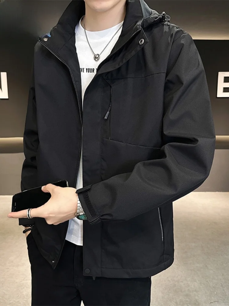 

Paul Men's Autumn Winter Jaet Hooded Windproof Waterproof Outdoor Climbing Suit Camouflage Faion Urban Sle Polyester Fiber