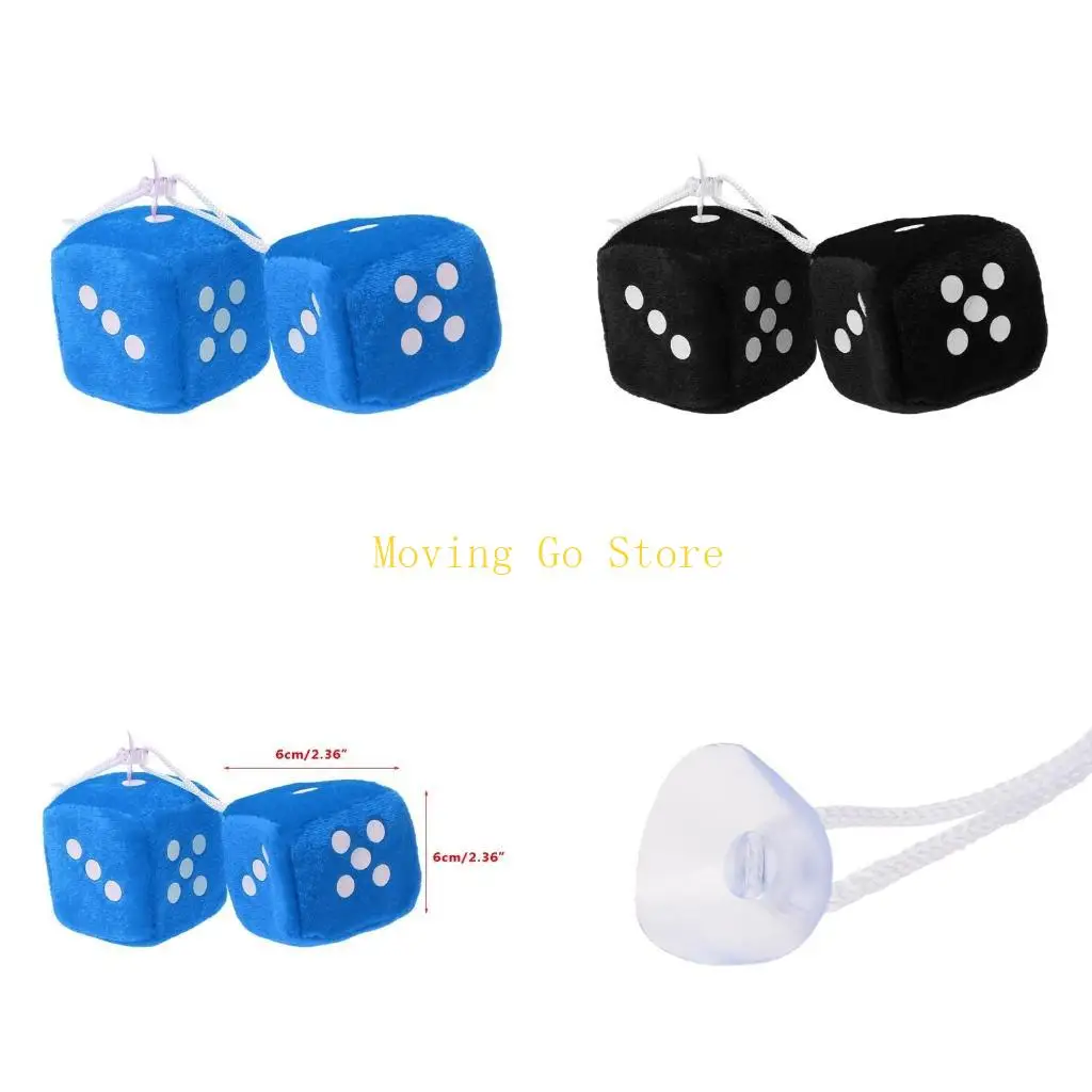 

B5XD 1 Pair Fuzzy Dots Rear View Mirror Hanger Decoration Car Styling Accessorie