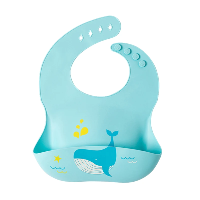 Waterproof Soft Baby Silicone Bibs Cute Cartoon Printed Kids Girl Boy Adjustable Children Bib Baby Lunch Feeding Stuff