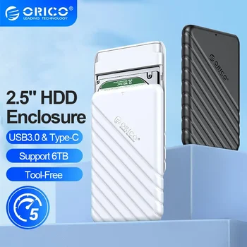 ORICO 외장 하드 드라이브 케이스, 2.5 인치 HDD 인클로저, SATA-USB 3.0 C타입, 5Gbps 속도 SATA SSD HDD 케이스, 6TB 스토리지 박스 