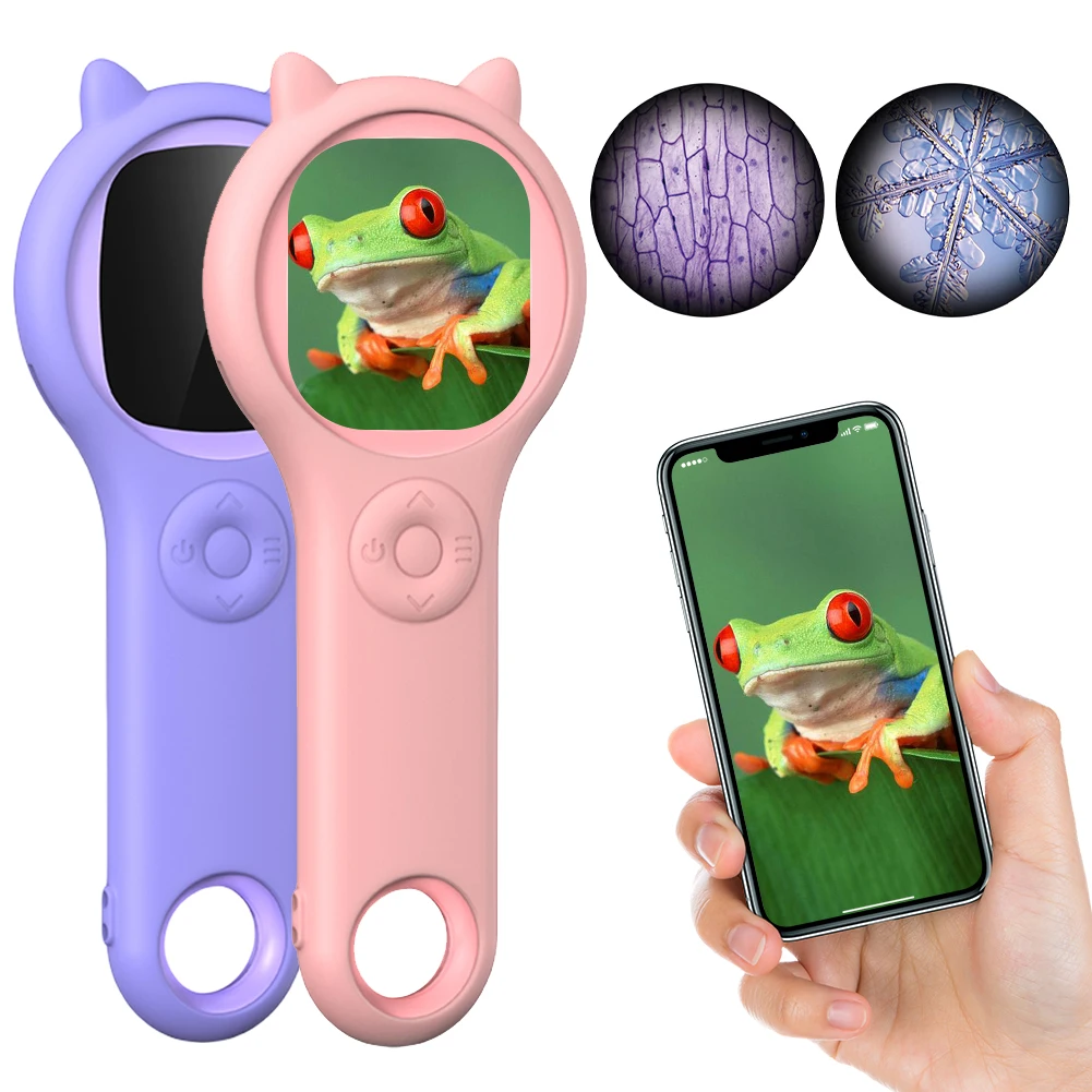 500X Handheld Digital Microscope 2 Inch IPS Screen Portable Microscope Camera with 8 LED Light Children Science Educational Toys