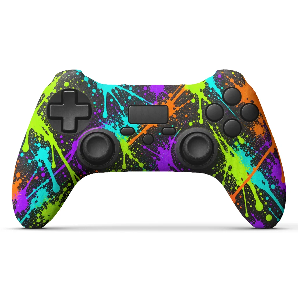 Neon Graffiti Gaming Controller Shaped Plush Pillow Paint Splatter Game Room Cushion Stuffed Throw Pillow Gift Home Decor