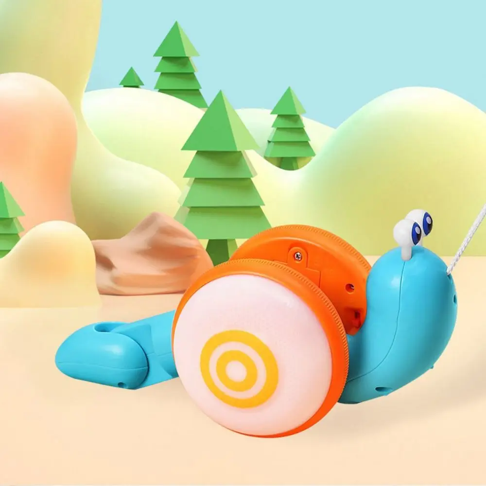 Baby Walker Pull String Snail Car Learning To Walk Cartoon Pet Drag Rope Snail with Music Interactive Pull-Along Snail