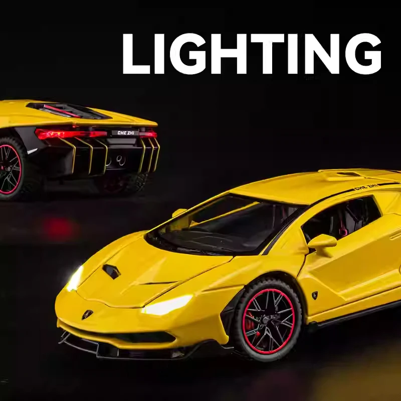 1:24 sports car LP770-4 Alloy Metal Model Diecast Sport Car Simulation Sound Light Pull Back Children toy boy  Ornament Decorati