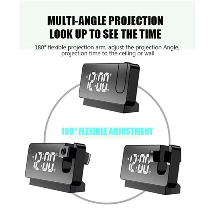 

AT43-Multifunctional Alarm Clock LED Silent Screen Clock Bedroom Ceiling Projection Clock White Shell-White Light