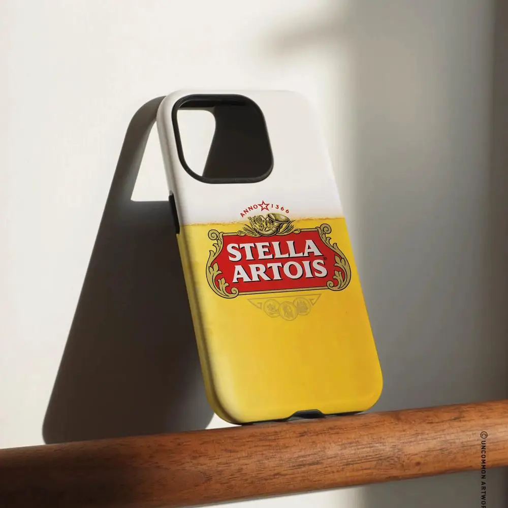S-STELLA A-ARTOIS Bier Handyhülle für iPhone 17, 16, 15, 14, 13, 12, Pro Max Plus, glänzende HD-Doppelschicht-Flüssigkeitshartschale