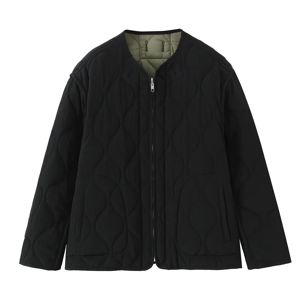 2025 الخريف منتج جديد المرأة عادية جولة الرقبة طويلة الأكمام اللون التباين الربط جهين يرتدي سترة قطن #2