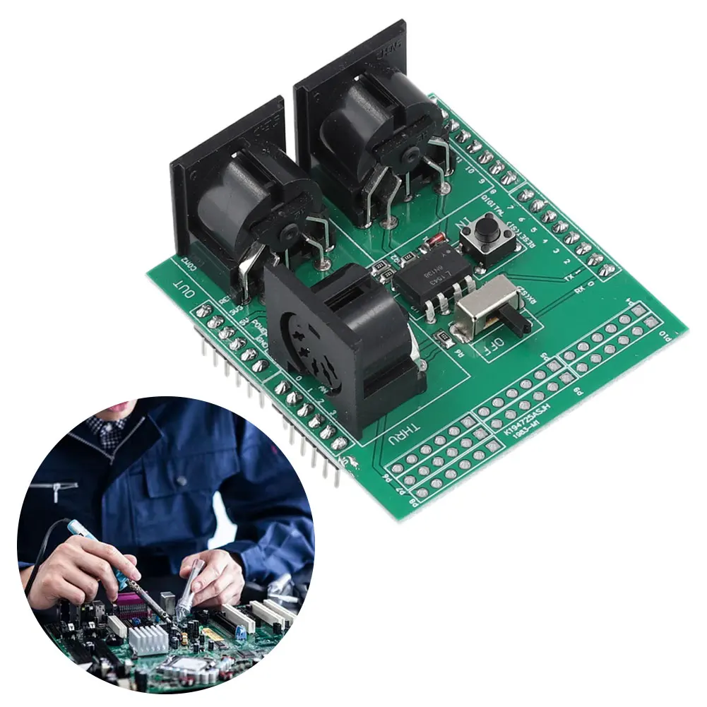 

High Precision MIDI Shield Digital Interface Adapter Board Module for Arduino Microcontrollers with Easy Setup