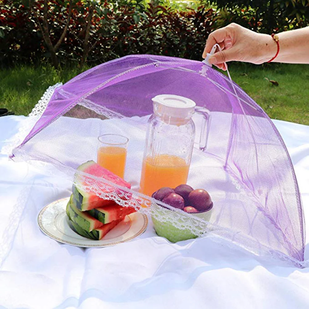

4Pcs Foldable Food Cover Tent Reusable Mesh Umbrella Protector for Home Picnic Bbq Keeps Decorative Kitchen Party