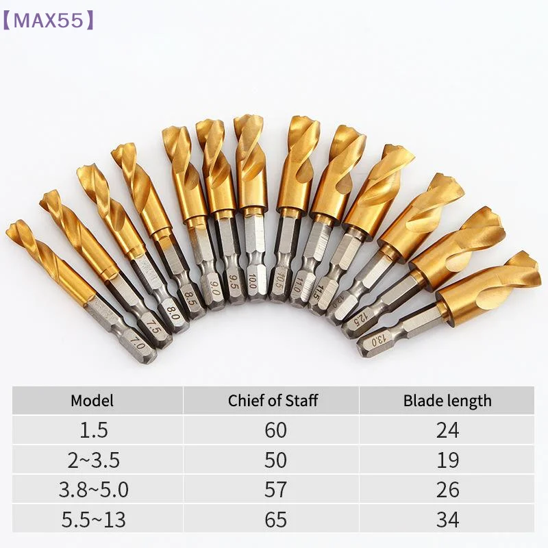【MAX-55】High Hardness 2-10MM Twist Drill Bit Hex Shank Ultra-short Hole Opener Stainless Steel Special Drill Wood Metal