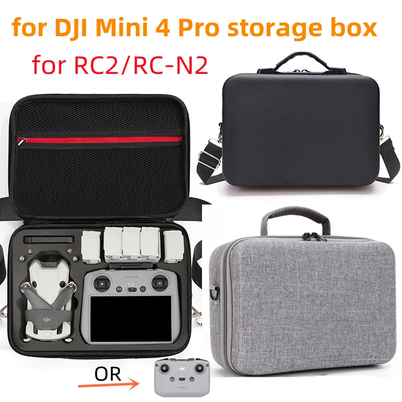 Black/Grey Storage Box For DJI Mini 4 Pro Case for RC2/RC-N2 Protable Bag for DJI Mini 4 Pro Accessory Bag