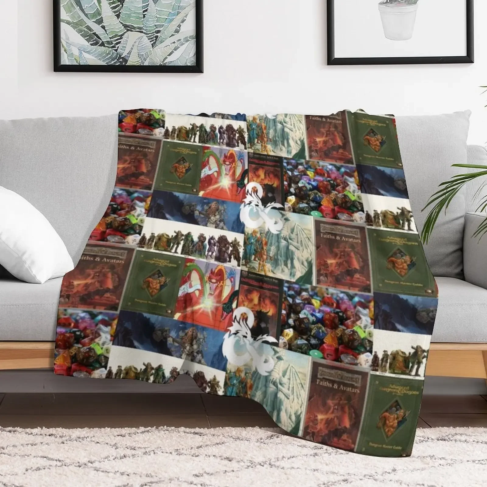 D&D Collage Throw Blanket Durable Warm Blanket for Daily Home Use