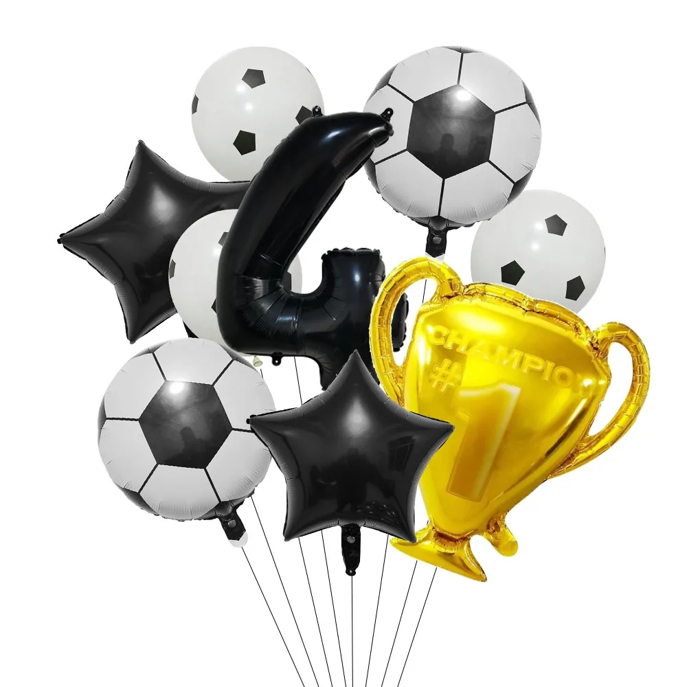 9Pc Gold Trophy Football Soccer Foil Balloon Birthday Party Decorations Kids Toys Gifts Adult Soccer Sports Theme Party Supplies