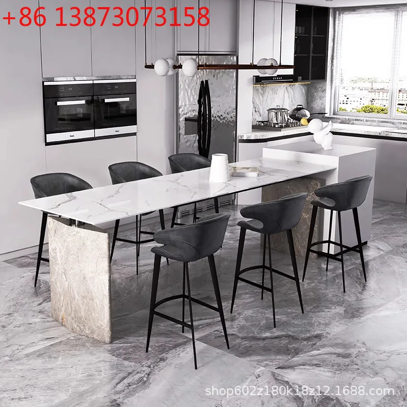 

American wabi-**** wind bar chair bar stool black light luxury kitchen home armrest high dining chair island table chair 7168