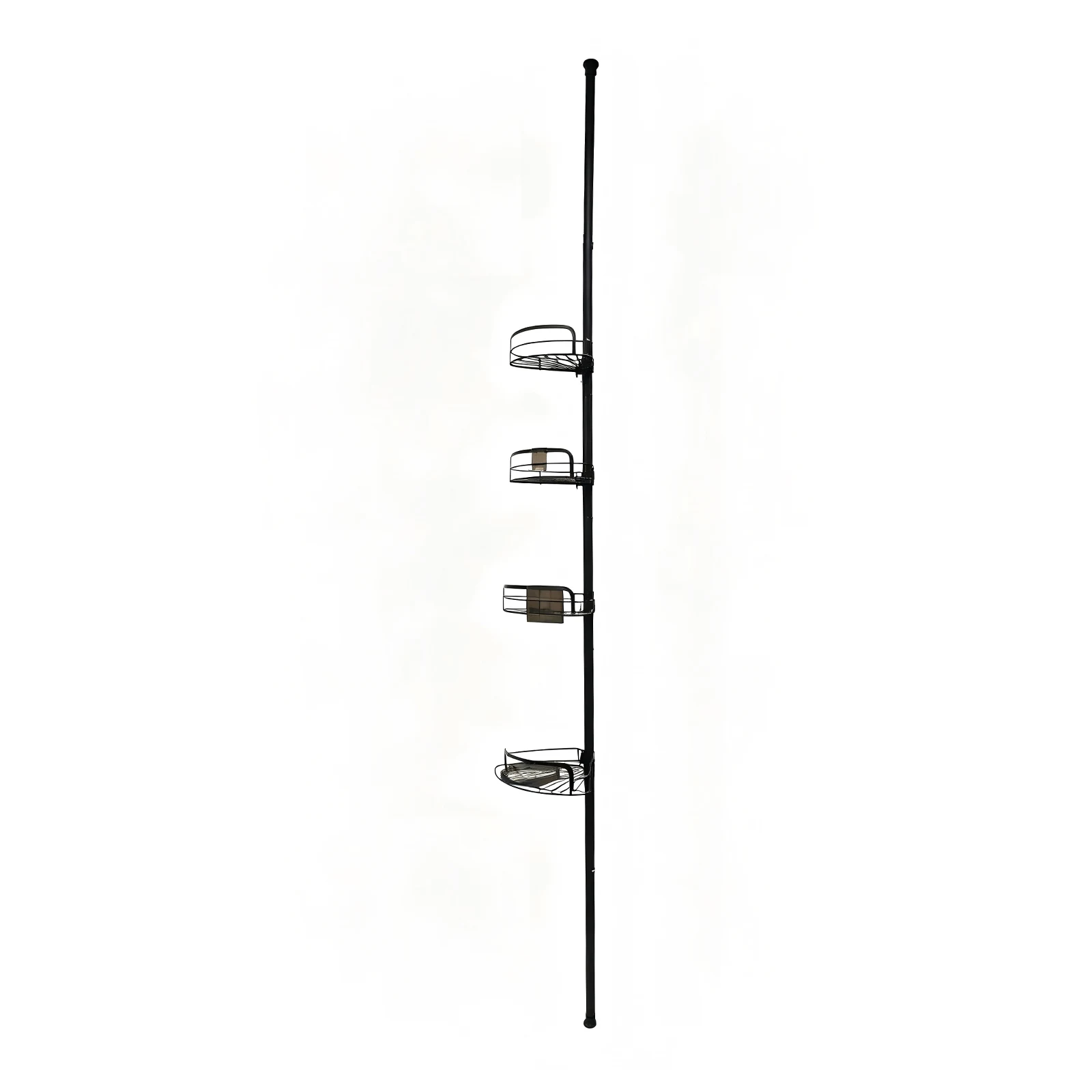 Mensola Angolare Regolabile a 4 Ripiani per Doccia, Asta a Tensione 85-316cm, Organizzatore per Bagno Senza Foratura, Scaffale in Metallo Antiruggine