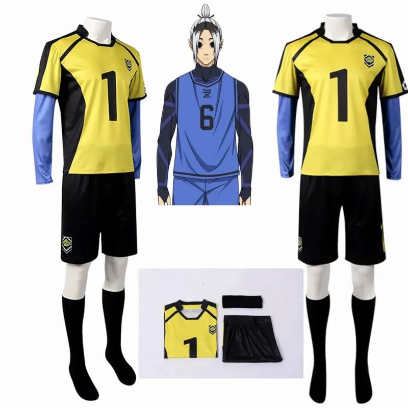 

2025 New Anime Gagamaru Cosplay BLUELOCK Costume Yellow Jersey Shorts Socks Football Clothing Halloween Christmas Party