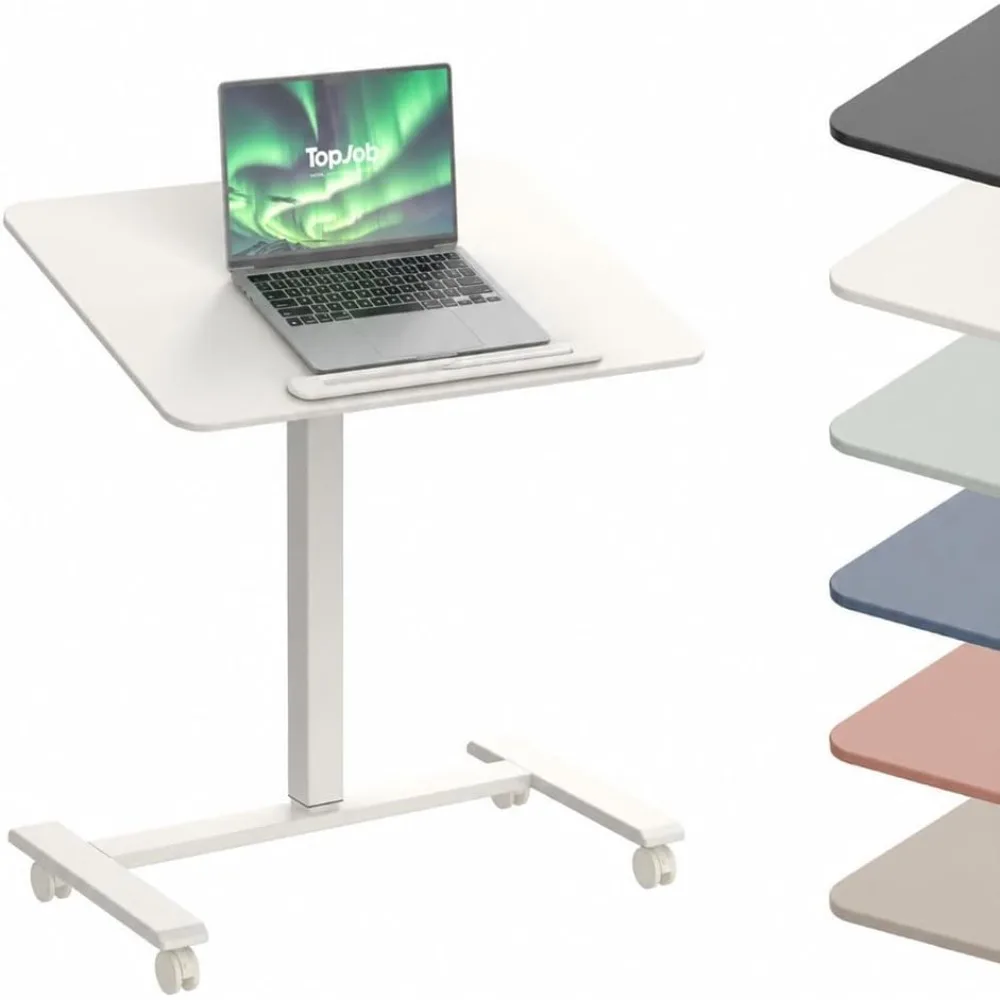 TopJob ANYDESK FOLD Mobile Standing Desk, Portable with Lockable Wheels, Foldable Stand Desk, Rolling Computer Workstations, Use