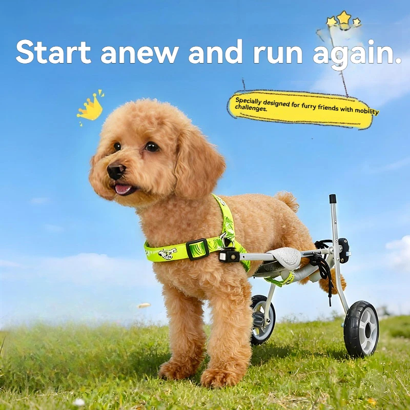 Lightweight Dog Wheelchair Pet Cat Hind Limb Paralysis Disabled Rehabilitation Elderly Dog Assisted Walking Four-wheel Walker