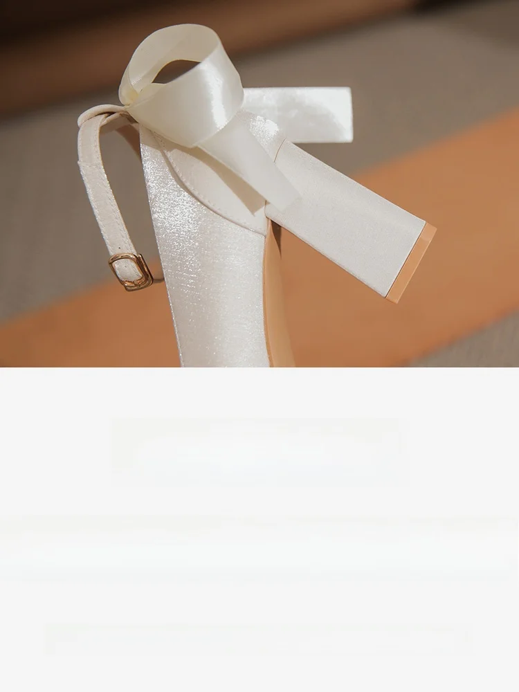 

Mary Jane Knot High Heel Single oes for Women Par Wedding Dr Two-Way Slip-On Bride Maids oes Faionable