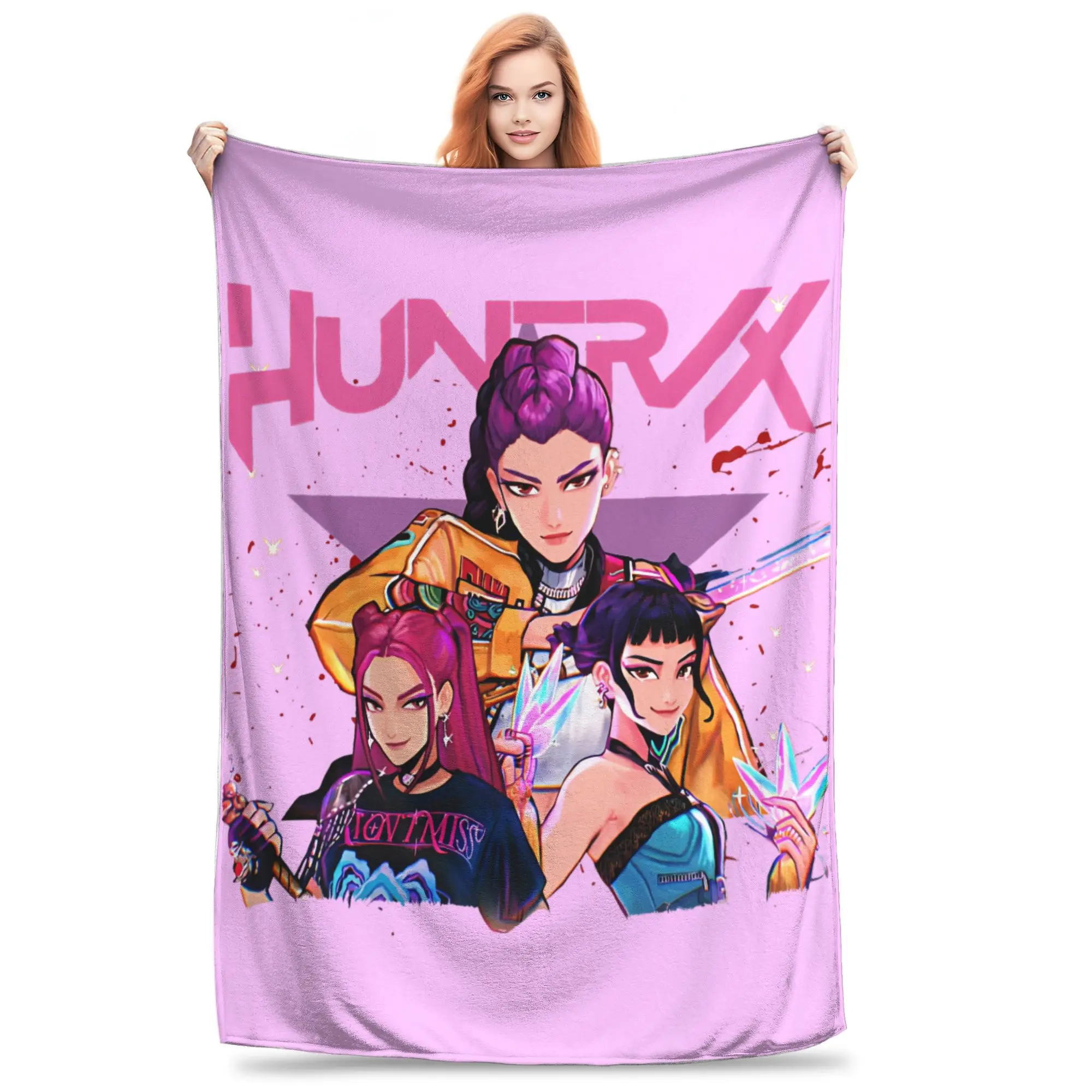 

Kpop Demon Hunters Huntrix Girls Zoey Mira rumi Pop Art Blanket Flannel Awesome Throw Blanket for Bedspread Spring Autumn