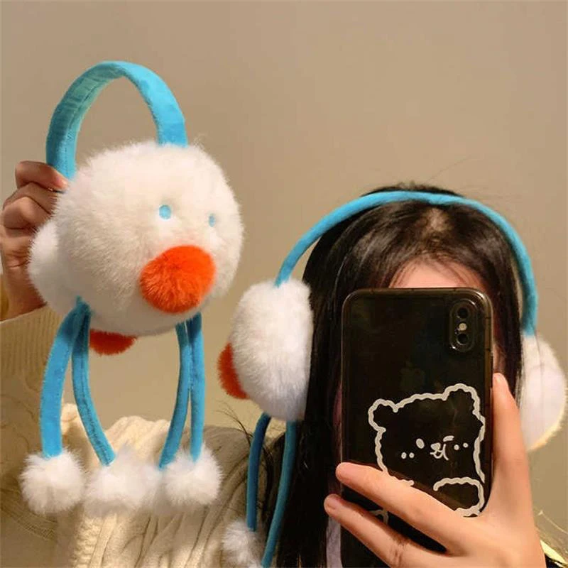 Cartoon Cute Snowman Winter Warm Soft Plush Earmuffs Girly Riding Ski Cold-proof Thickening Earmuffs Ear Protection Flaps Gifts