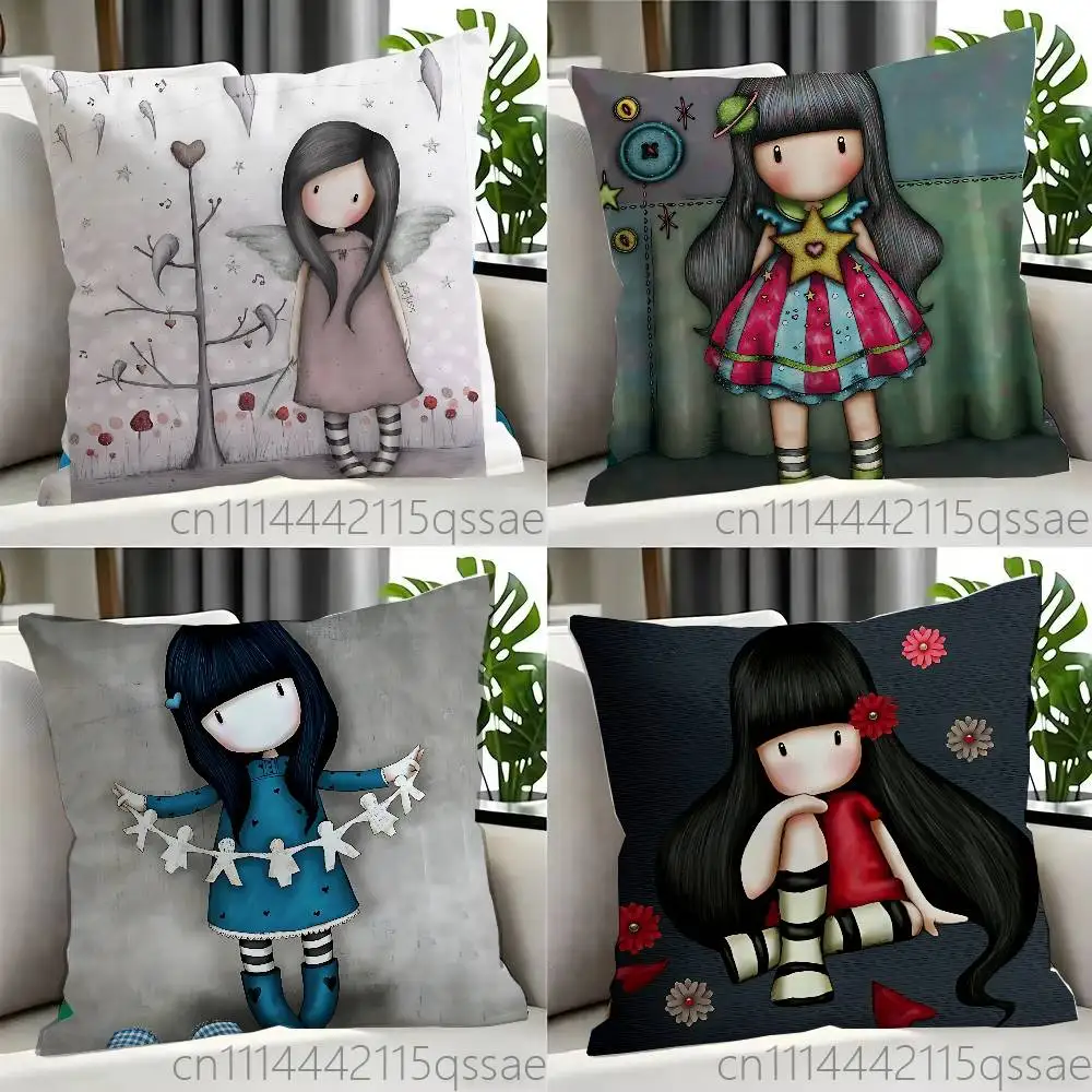 FOR Santoro London Gorjuss Pillow cases Organic Linen Pillow Case Double-Sided Print Cushion Cover for Sofa Home Decor Gift