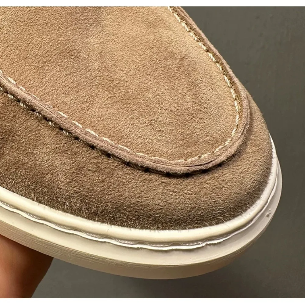 Light White Thick Sole Casual Footwear, Soft Moccasin Style for Daily Vacation Street Wear
