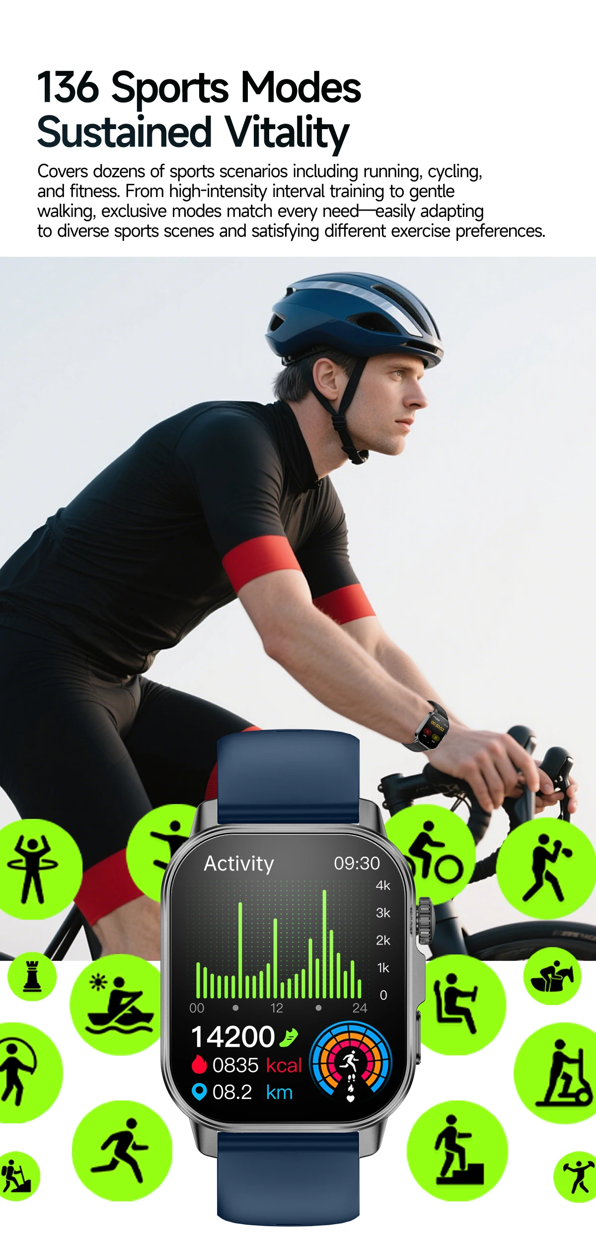 Neue Professionelle Gesundheits-Smartwatch Blutdruckmessung 2,01" AMOLED-Bildschirm Harnsäure Blutfette Taschenlampe Pflege-Smartwatch für Frauen – Detail 22