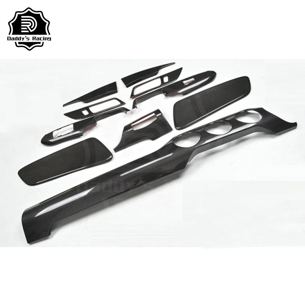 Dry Carbon Fiber Interior Trim Kit Fit For Mus-tang 2015-2016 Dashboard Panel Trims DD Style High Quality 10 PCS