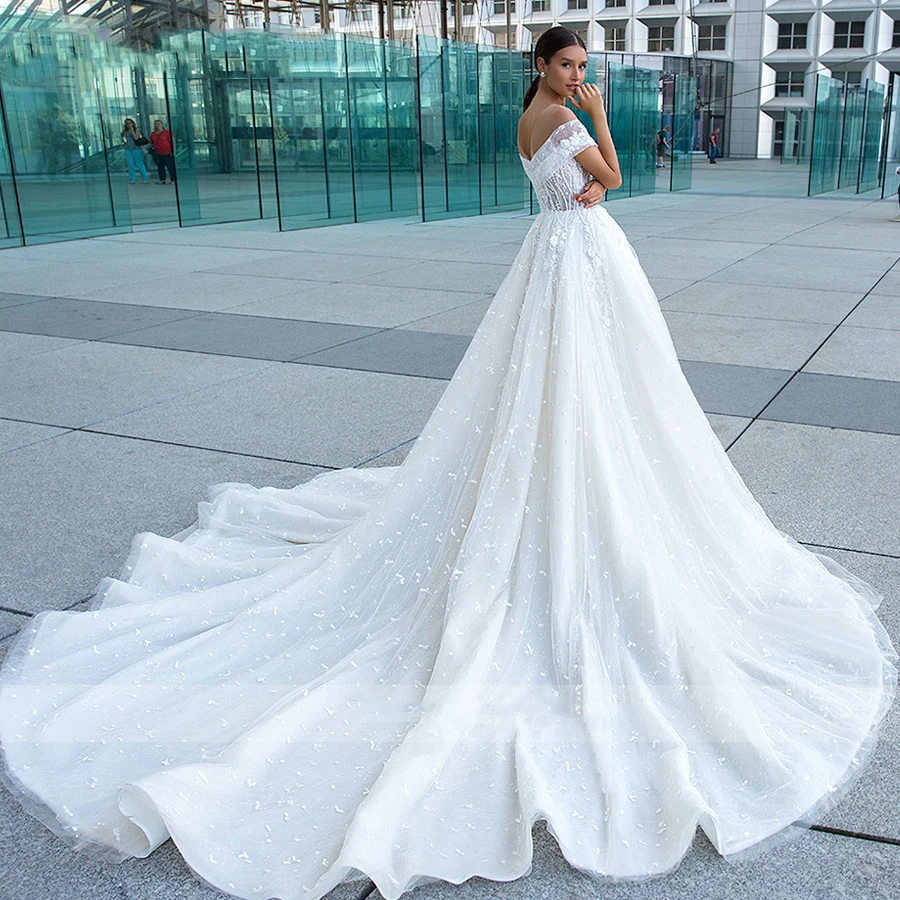 Sexy querida rendas vestidos de casamento das mulheres com decote em v decalque princesa festa formal de casamento 2023 fora do ombro frisado romântico nupcial