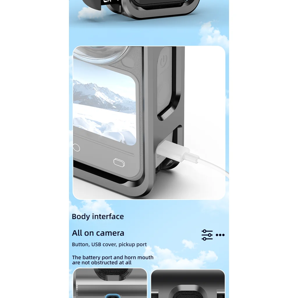 BGNing Rahmenkäfig für Insta360 X6 Metall-Schutzrahmen-Gehäuse mit 1/4"-Gewinde-Montageadapter für Insta360 X6 Kamera – Detail 9